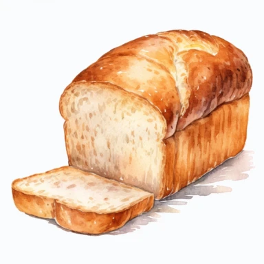 one watercolor loaf of cottage bread clipart, hd