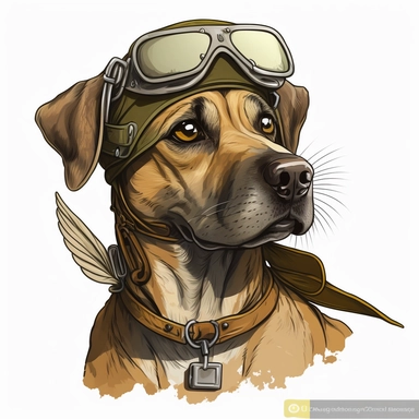 clipart of a black mouth cur dog as a pilot