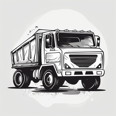 clipart of a dump truck, vector art, line art, simplistic