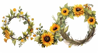 Bohemian Sunflowers Circle Frame Clipart for a Free-Spirited Vibe