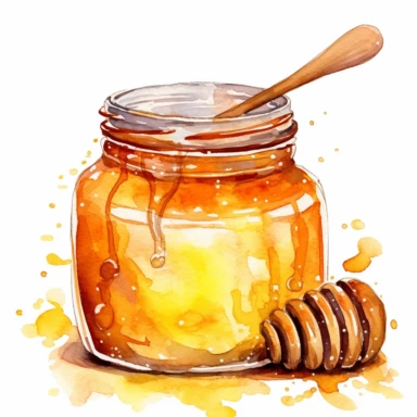 Honey jar watercolor clipart white background