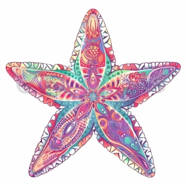 starfish in the style of lilly pulitzer isolated on a white background, vibrant colors, in the style of clipart