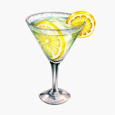 Watercolour realistic lemon drop martini cocktail in cocktail glass beautifully detailed realistic lemon drop martini cocktail , PNG image,transparent background ,ultra highly detailed, 18k, sharp focus, bright photo with vibrant colours, digitally enhanced,photographic, enhanced graphics, png format, straight, sharp focus, bright lighting, intricate detailed png image ,high definition,300dpi,graphic clipart,computer graphics