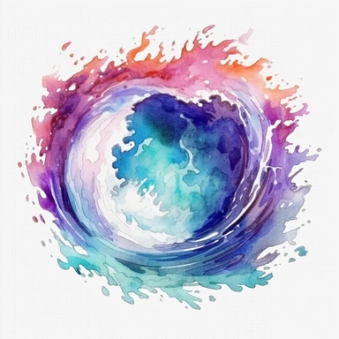 watercolor colorful clipart of a frothy ocean wave, hd, on white background