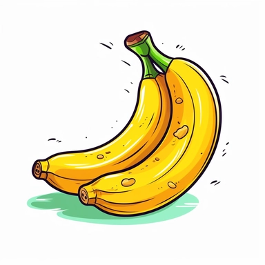 Simple clip art vector graphic on clean white background, 1 banana