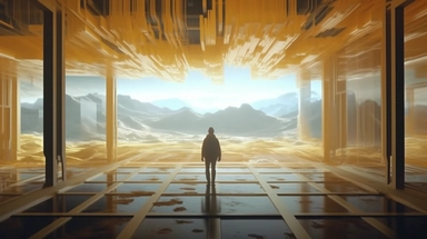 Sci-fi, virtual, CG, AI, first-person perspective, virtual clips, translucent pictures floating