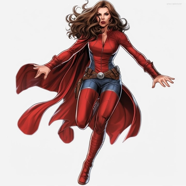 a single clipart image png graphic of a Comic V2 Vibrant Marvel Avenger Superhero Wanda Maximoff Whole Body Pose