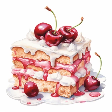 Hand drawn, watercolor, hyper realistic, white background, white margins, 16k, ultra detailed clipart, cut out image, hand-drawn, ultra HD, sharp and clean art, Retirement cake.