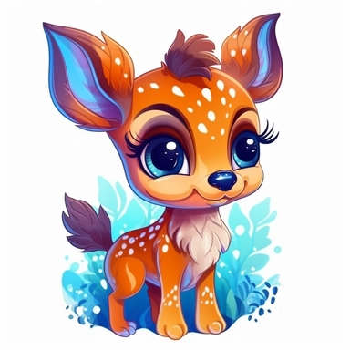 cartoon baby deer Clipart, bright color with smooth edeges. vetor illustration