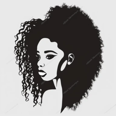 Black Woman silhouette, Afro female, hairstyle, cartoon, vector, sharp focus, super detailed, illustration, 16:9, v4, q2, 16k, High quality, clipart