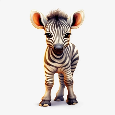 Watercolour animated whimsical cute baby zebra Disney inspired beautifully detailed perfect facial features perfect legs and hooves ultra highly detailed, 18k, sharp focus, bright photo with rich colours digitally enhanced, enhanced graphics, straight, sharp focus, bright lighting, intricate detailed png image ,high definition,300dpi,graphic clipart,computer graphics
