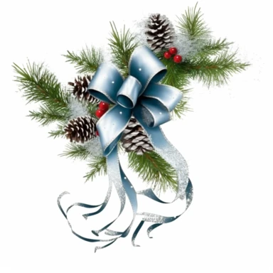 clipart with white background, pine boughs with pretty Christmas bow as a page border, clearly defined separate image, high quality--ar3:4-no mockups, watermarks, numbers, writing, letters--q2--v5.1--s1000