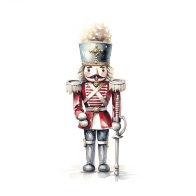 silver nutcracker illustration soft watercolour high resolution white background clipart