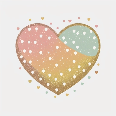 Cute Kawaii glitter heart vector, Clipart,white background, no background