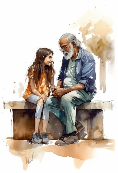 DESIGN A MAGNIFICENT AND EXQUISITE BREATHTAKING ONE-OF-A-KIND HIGH QUALITY HIGHLY DETAILED MASTERPIECE WATERCOLOR CLIPART ILLUSTRATION OF A father daughter drawing at a park by person, in the style of realistic watercolor paintings, animated gifs, ahmed morsi, emotive figurative, toyen, award-winning, watercolor, WHITE BACKGROUND, NO FONT, NO TEXT, NO WORDS, NO WATERMARK
