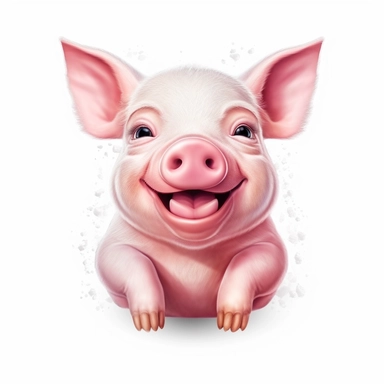 Cute Beautiful Happy Face Pig Full body Sublimation Clipart,Cartoon,hyper realistic, intricate detail, illustration style,high solution,on the white background