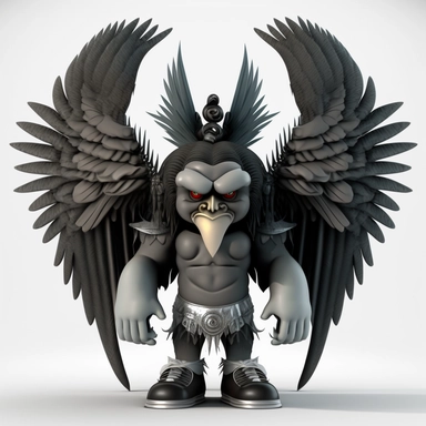 3D Cartoon in the form of evil angel with halo and wings clipart mascot , with a transparent background, 128K super mega pixel, insane detail, hyper-detailed, with huge details, UHD, 8K
