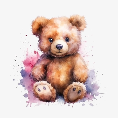 isolated clipart, cute bear, highly realistic, flickr, watercolorist, uhd image, multi-layered mixed media