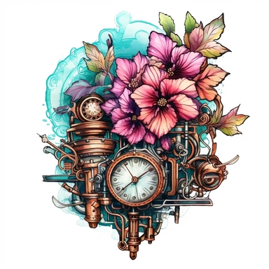 Immerse yourself in the whimsical world of steampunk and create a collection of vibrant and attention-grabbing steampunk floral arrangements clipart. Utilize a mixed media approach, combining traditional and digital techniques to achieve a unique and visually striking result. Incorporate steampunk elements such as gears, cogs, and vintage machinery, seamlessly blending them with the organic beauty of flowers and foliage. Draw inspiration from artists like Gustave Doré and H.R. Giger, infusing th