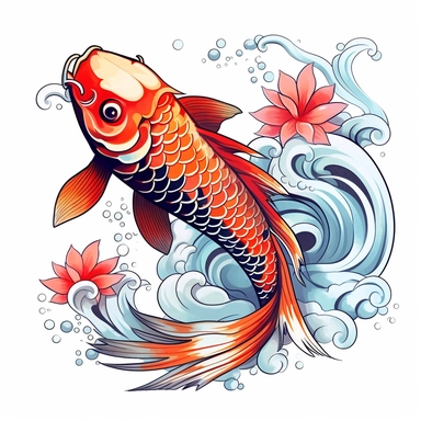 Japanese Koi Fish clip art, white background