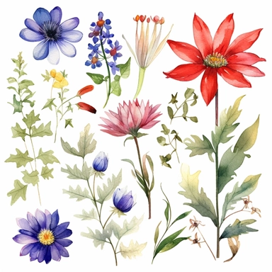 america wild flower clip art watercolors