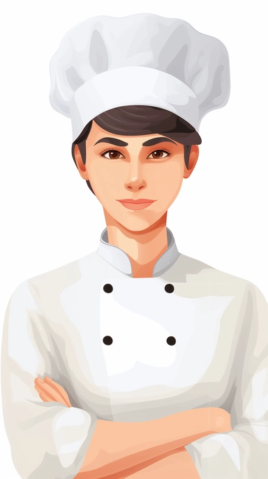 a chef male or female, clipart style, white background