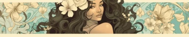 banner for an etsy shop that sells beautiful clipart and coloring pages and is very juvenile elegant aesthetic and fresh, style of alphonse mucha black girl inclusive, style of mariola budek, artistic
