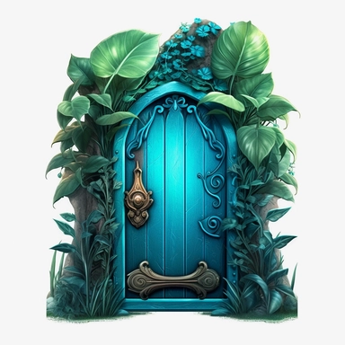 Watercolour beautiful azure blue realistic forest fairy door with realistic perfectly detailed forest leaves beautiful realistic details perfect forest fairy door magnificent details beautiful compelling realistic PNG image,ultra highly detailed, 18k, sharp focus, bright photo with vibrant colours digitally enhanced, enhanced graphics, straight, sharp focus, bright lighting, intricate detailed png image ,high definition,300dpi,graphic clipart,computer graphics