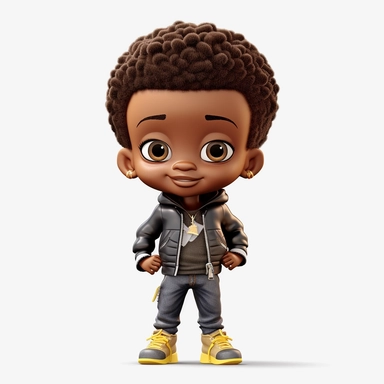 African american little boy chibi doll, 3D brown skin boy doll, cute cartoon 3D chibi boy doll, modern boy chibi doll, little black boy chibi doll, low cut haircut little black boy chibi doll, graphic image, graphic clipart 0