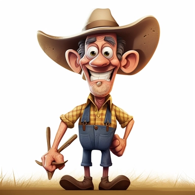 cartoon clipart funny style of Australian farmer.