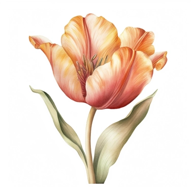 Clipart, vintage, watercolor, Darwin Tulip illustration, hand drawn, texture