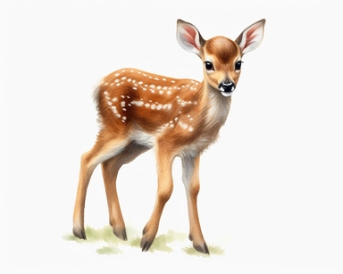 realistic walkkng baby deer high detail clip art clean lines