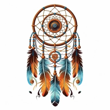 Cute Beautiful Native American Dreamcatcher Sublimation Clipart, Cartoon, hyper realistic, intricate detail, illustration style, high solution, on the white background