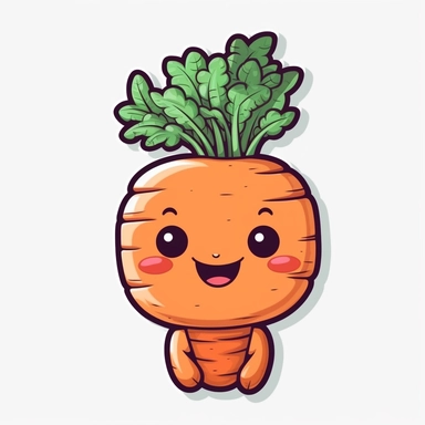 cute Carrot, happy and smiling, bold line, clipart, sticker, white background, no shadow, 8k detail