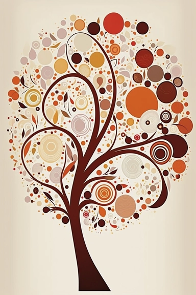 free spring tree clipart clipart images, in the style of vibrant mosaic, orange and maroon, abstract minimalistic compositions, abstract form, shaped canvas, folk art-inspired, white background, simplistic vector art
