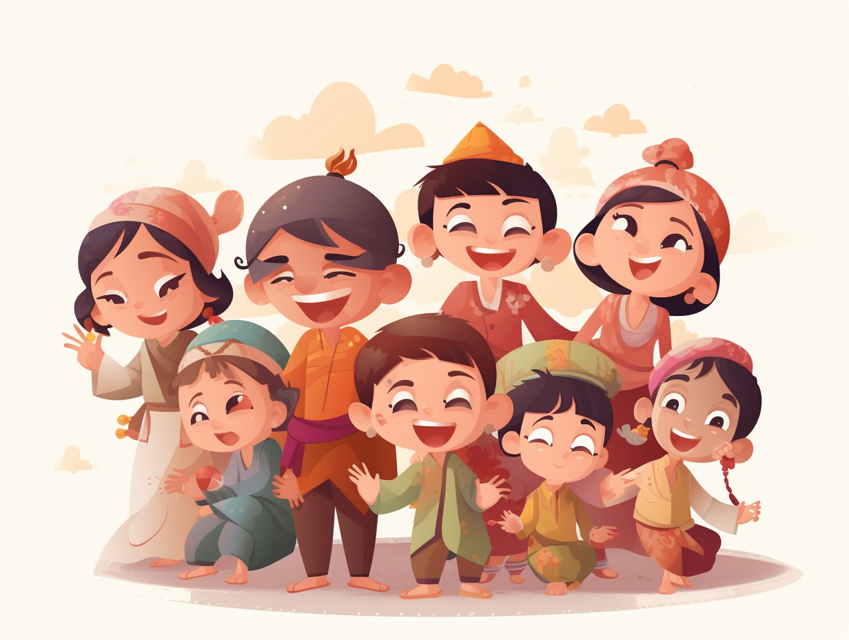 children holding hands clipart