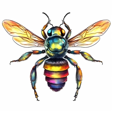 multicolored bee clip art, high detail — quality 1