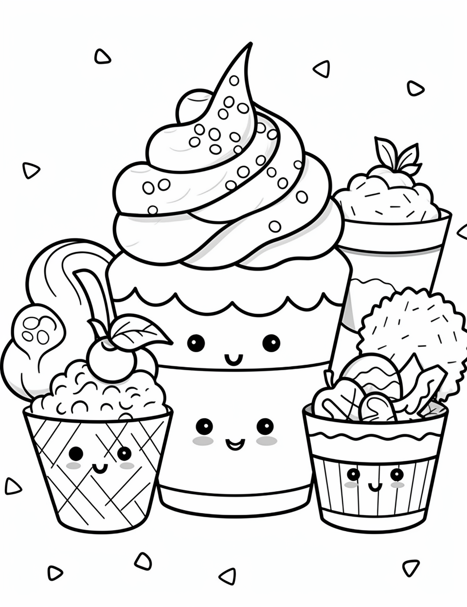 ice cream clipart black and white
