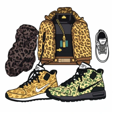 clipart neo elements,designer streetwear style yeezy Balenciaga northface nike techfleece kappa lv gucci cartier tiffany pandora Inspired clothing clipart vector isolated on a white background