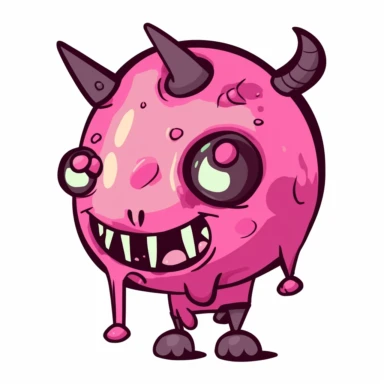 2d pink bubblegum cow zombie monster mutant on white background drawing in microsoft paint , no shadow, flat picture, clipart