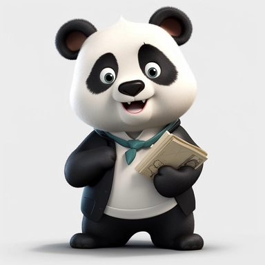 cute panda, teacher, happy and smiling, clipart, white background, no shadow