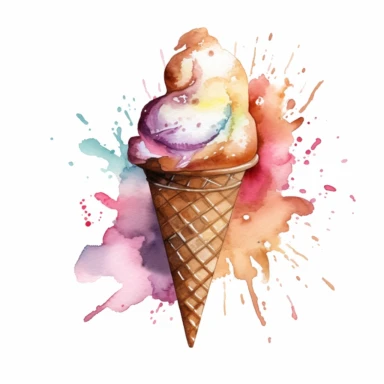 watercolor ice cream cone clip art white background