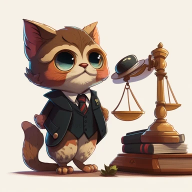 Cute cat clipart lawyer talking to judge