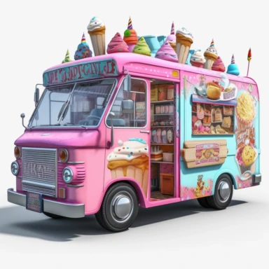 ultra detailed loaded ice cream van clipart 8K