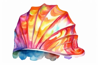 Watercolor, Create an image of a flame helmet shell, showcasing its vibrant colors and flame-like patterns, clipart, hd, on a white background, spaced out