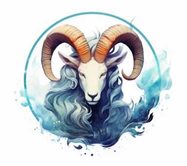 A lone zodiac logo beautiful representation of Capricorn, featuring intricate zodiac details, graceful silhouette captures the timeless beauty of zodiac of Capricorn style. Clipart, watercolor, white background, intricate detail, hyper-realistic, unreal engine cinematic smooth
