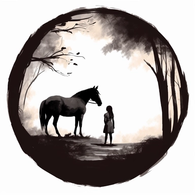 clipart circle of horse and little girl