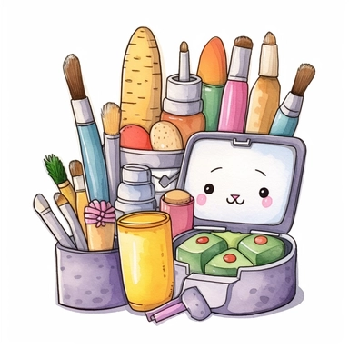 A cute cosmetic, Perfect for nursery art and children’s book illustration style, simple, cute, bright color, clipart, watercolor illustration, single object, white background for removing background