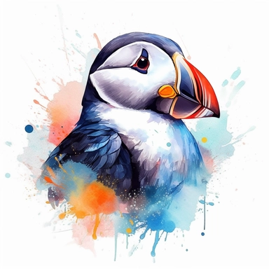 clipart, minimal, modern, cute, beautiful, masterpiece, no overlap, boundaries, puffin illustration, street art, water color, smooth transitions