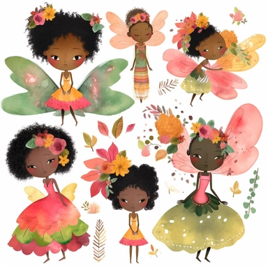 Afro Fairy clipart, elfo clip art, png. Acquerello digitale. Uso commerciale gratuito. Estate, folletto, folletto, magia, folletto africano. afro fairy house